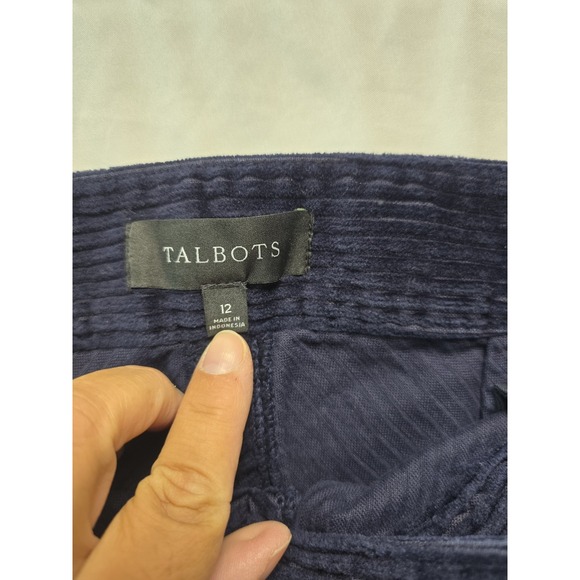 Talbots Skirt Womens 12 Navy Blue Corduroy Pockets Casual Career - Picture 2 of 10